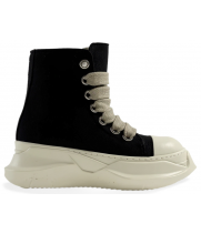 Rick Owens DRKSHDW Canvas Abstract High Top Milk Black
