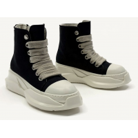 Rick Owens DRKSHDW Canvas Abstract High Top Milk Black